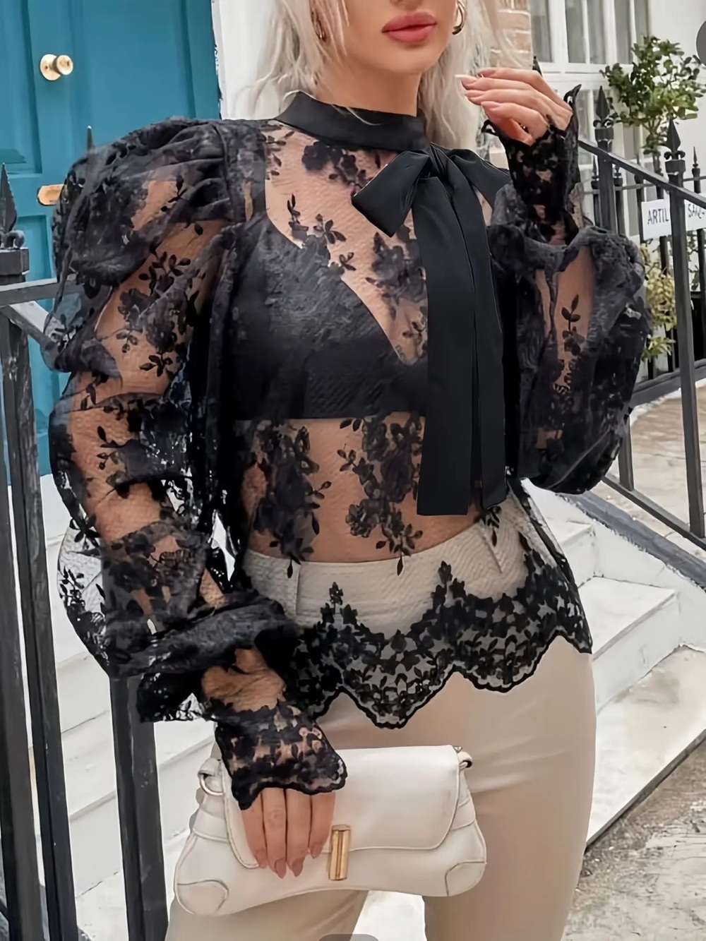 Elegant Black Lace Women's Top